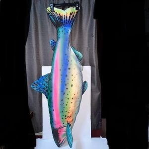 Tree House Kids Rainbow Trout Stuffed Fish Plush Toy with Speckled Design